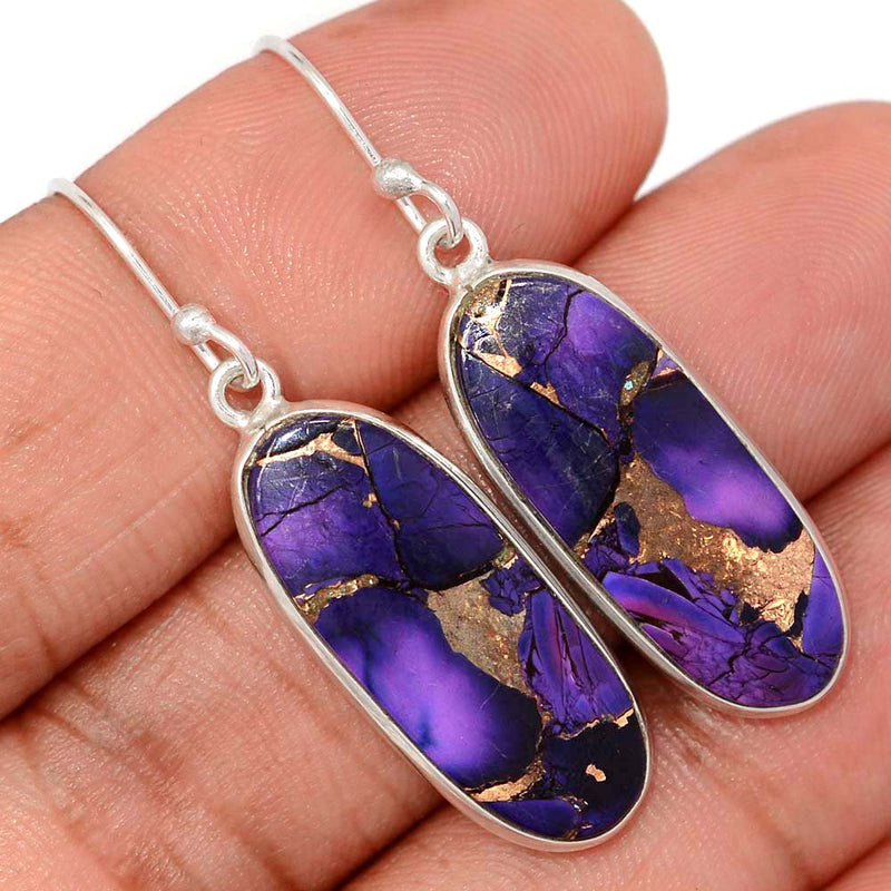 1.7" Purple Rose Dahlia Turquoise Earrings - PRDE24