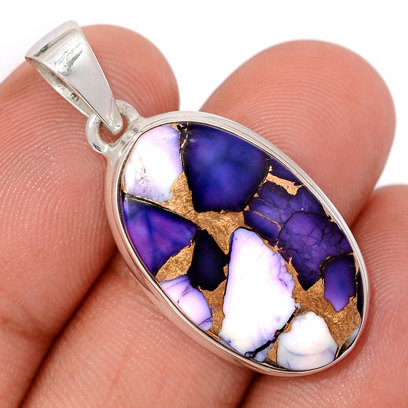 1.5" Purple Rose Dahlia Turquoise Pendants - PRDP11
