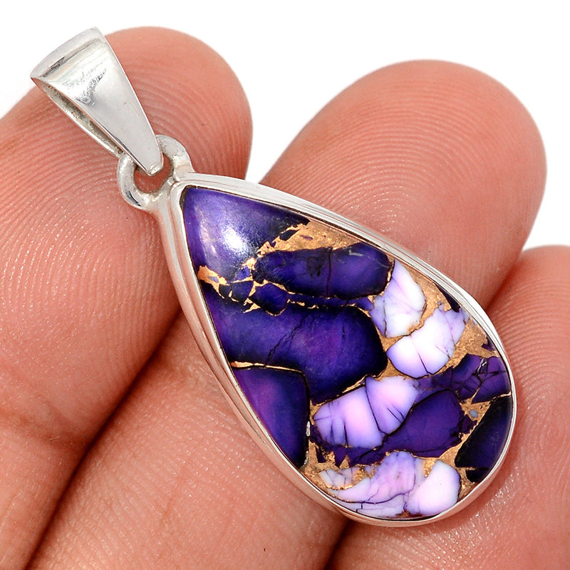 1.6" Purple Rose Dahlia Turquoise Pendants - PRDP12