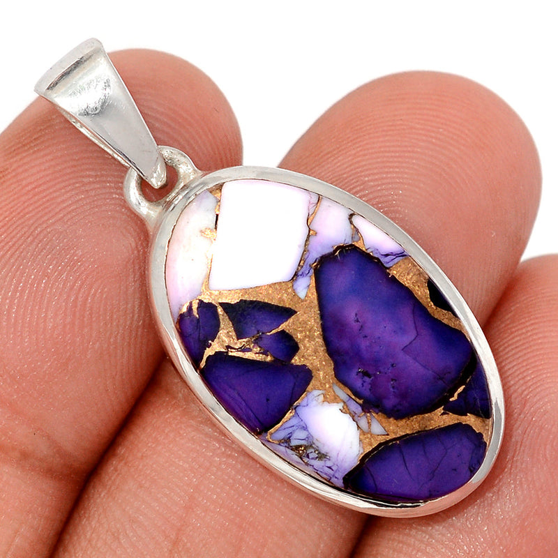 1.5" Purple Rose Dahlia Turquoise Pendants - PRDP15