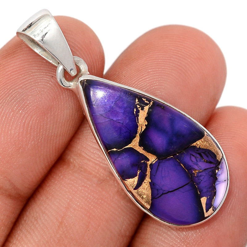 1.6" Purple Rose Dahlia Turquoise Pendants - PRDP17