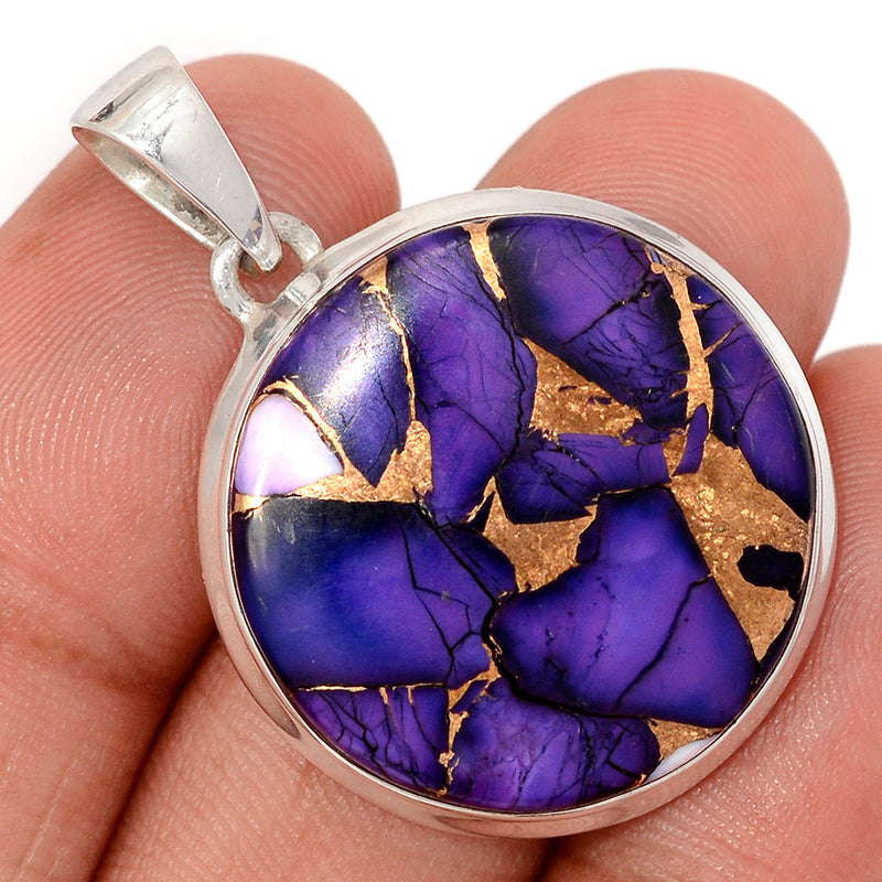 1.5" Purple Rose Dahlia Turquoise Pendants - PRDP19