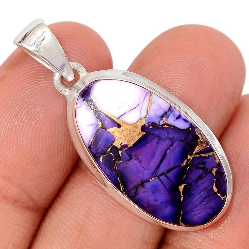1.5" Purple Rose Dahlia Turquoise Pendants - PRDP1