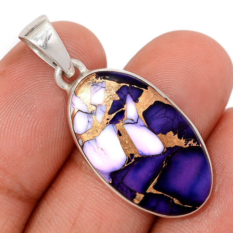 1.5" Purple Rose Dahlia Turquoise Pendants - PRDP22