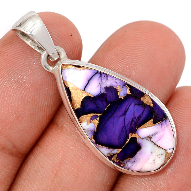 1.5" Purple Rose Dahlia Turquoise Pendants - PRDP24