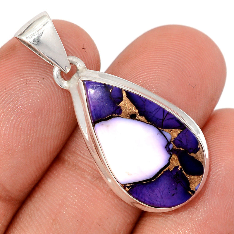 1.3" Purple Rose Dahlia Turquoise Pendants - PRDP26