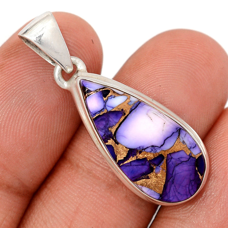 1.3" Purple Rose Dahlia Turquoise Pendants - PRDP28
