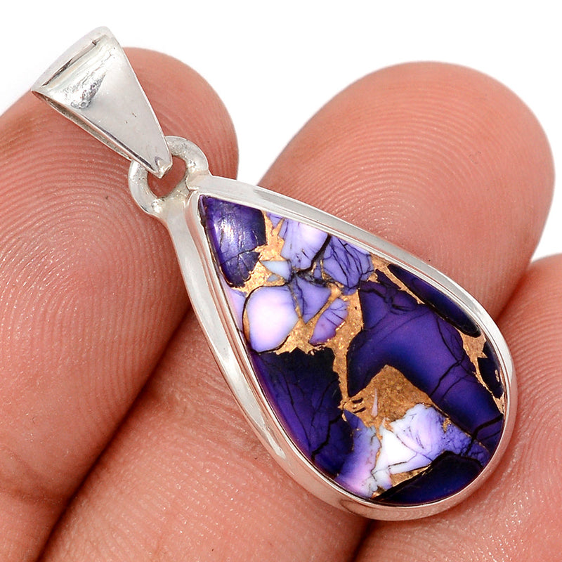 1.3" Purple Rose Dahlia Turquoise Pendants - PRDP32