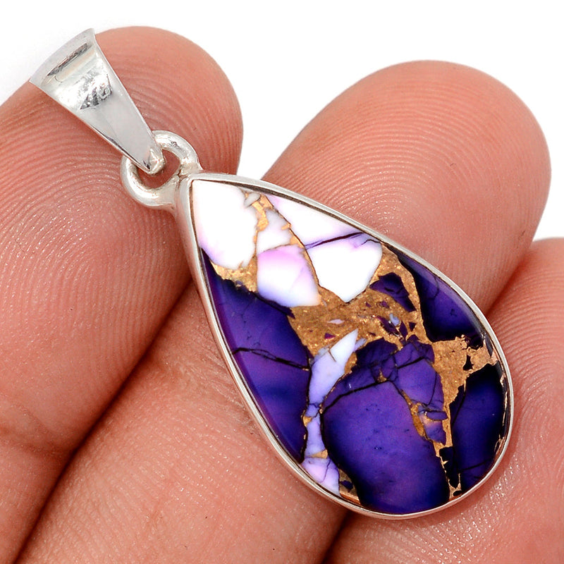 1.5" Purple Rose Dahlia Turquoise Pendants - PRDP35