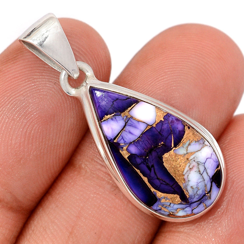 1.3" Purple Rose Dahlia Turquoise Pendants - PRDP38