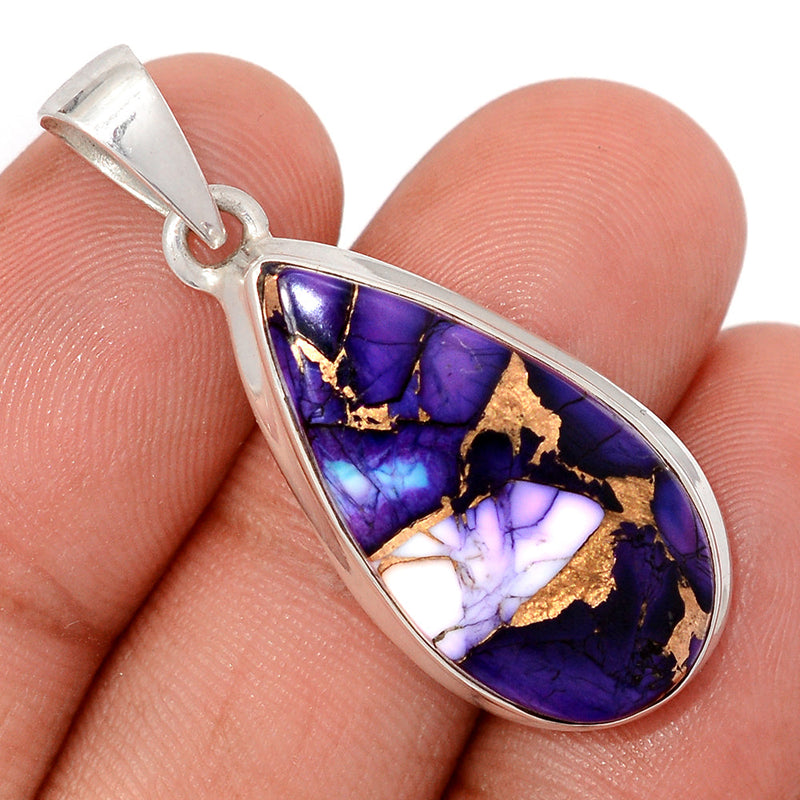 1.6" Purple Rose Dahlia Turquoise Pendants - PRDP3