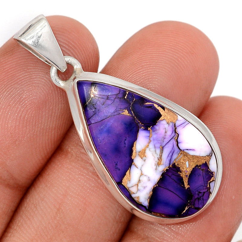 1.6" Purple Rose Dahlia Turquoise Pendants - PRDP41