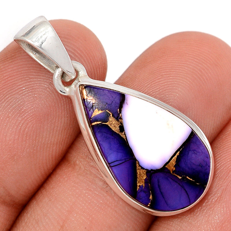 1.3" Purple Rose Dahlia Turquoise Pendants - PRDP43