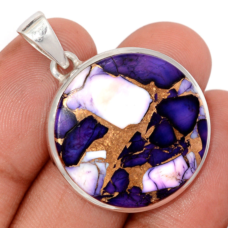 1.5" Purple Rose Dahlia Turquoise Pendants - PRDP47