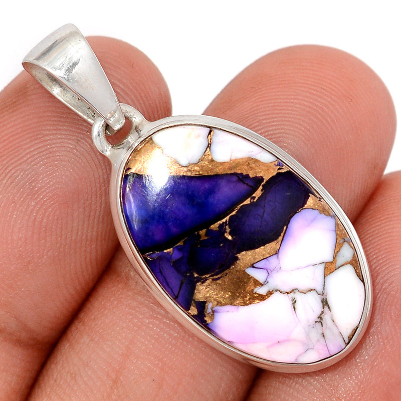 1.5" Purple Rose Dahlia Turquoise Pendants - PRDP48