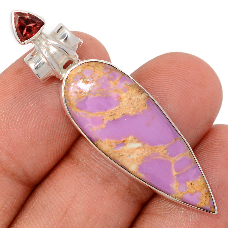 2" Phosphosiderite Peru & Garnet Faceted Pendants - PRPP299