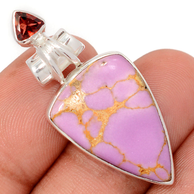 1.6" Phosphosiderite Peru & Garnet Faceted Pendants - PRPP302