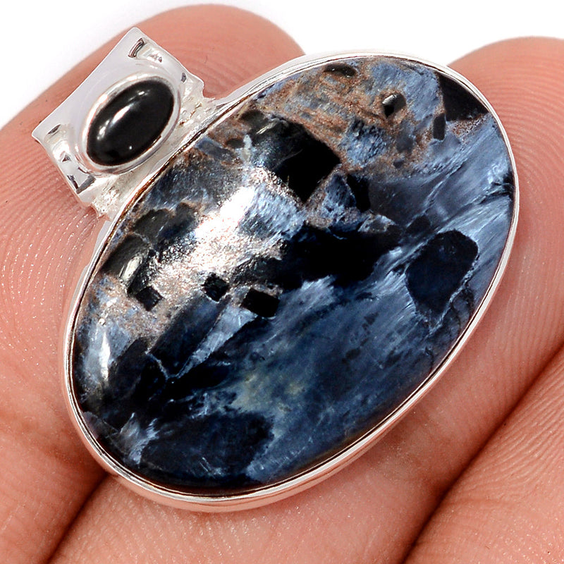 1" Pietersite Cabochon & Black Onyx Pendants - PTCP2638