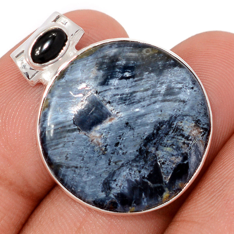 1.1" Pietersite Cabochon & Black Onyx Pendants - PTCP2643