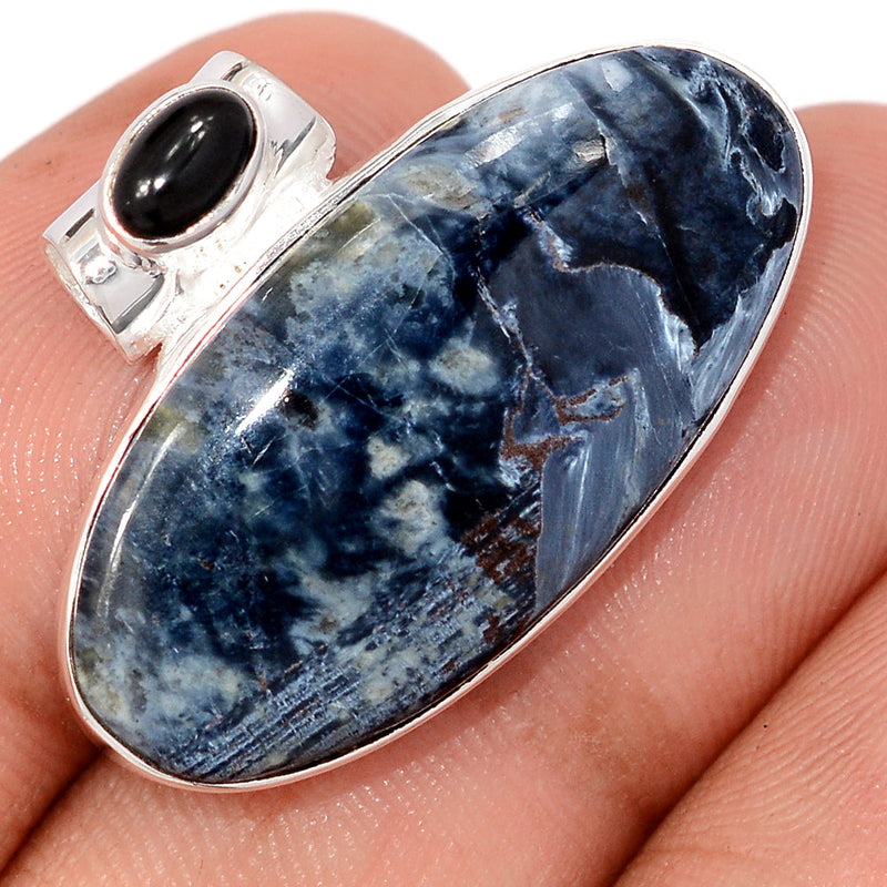0.8" Pietersite Cabochon & Black Onyx Pendants - PTCP2644