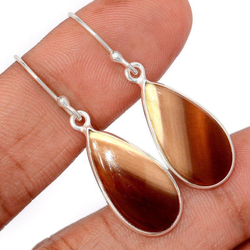 1.6" Petrified Wood Cabochon Earrings - PWCE35