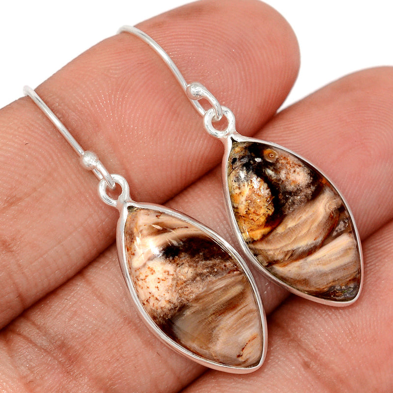 1.6" Petrified Wood Cabochon Earrings - PWCE46