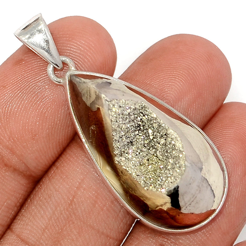 1.7" Platinium Aura Druzy Pendants - PWDP171