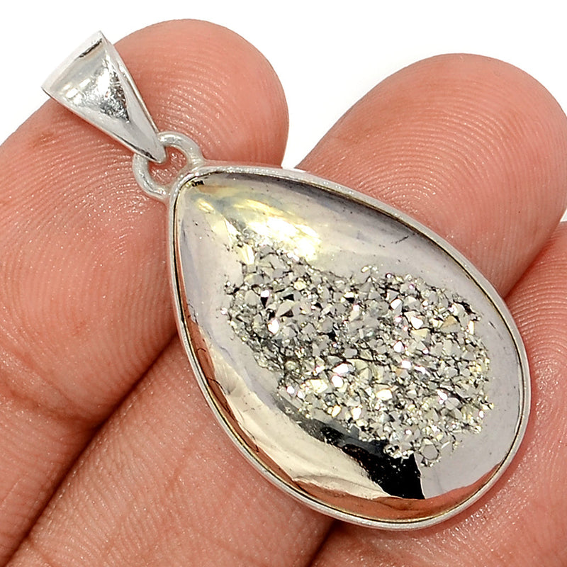 1.5" Platinium Aura Druzy Pendants - PWDP172