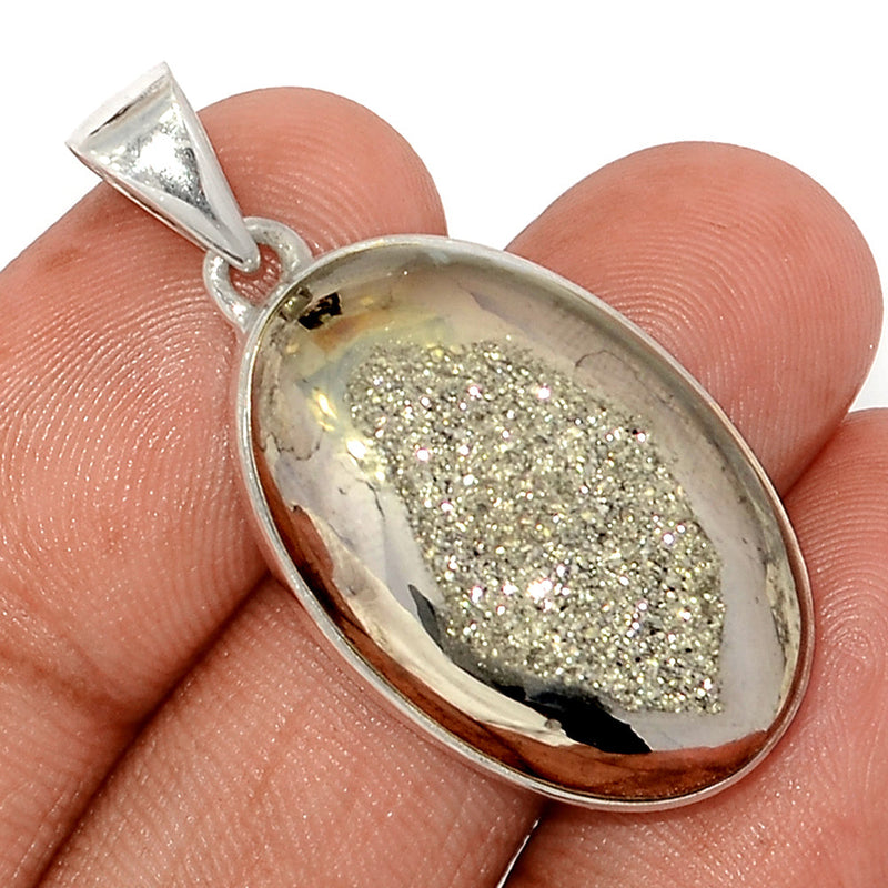 1.5" Platinium Aura Druzy Pendants - PWDP174