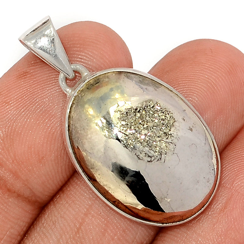 1.5" Platinium Aura Druzy Pendants - PWDP175