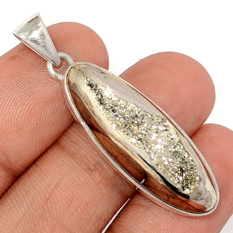 1.7" Platinium Aura Druzy Pendants - PWDP180