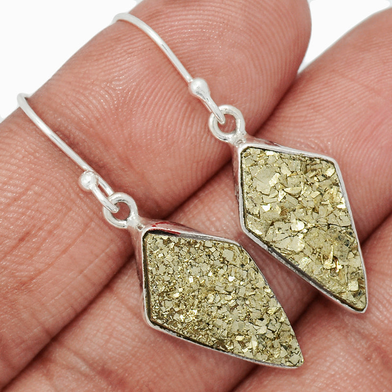 1.5" Mexican Pyrite Druzy Earrings - PYDE304