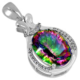 12*16 MM Oval - Mystic Topaz With CZ Pendants - MTP4