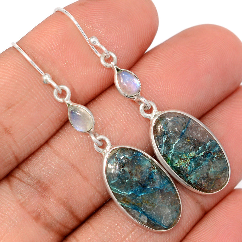 2" Quantum Quattro & Rainbow Moonstone Earrings - QQRE312