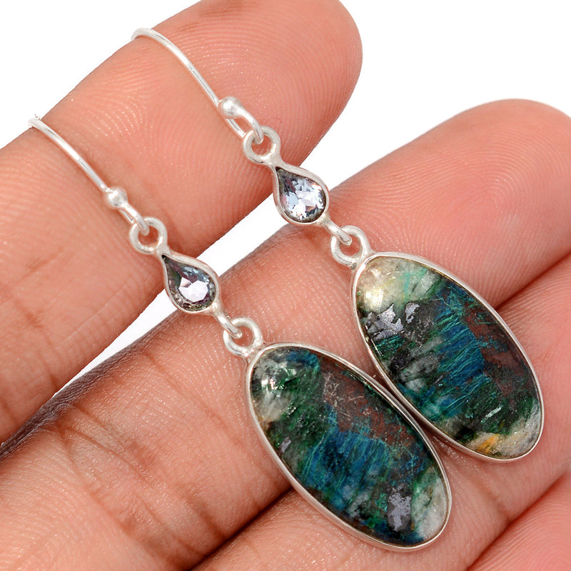 2.1" Quantum Quattro & Blue Topaz Earrings - QQRE317