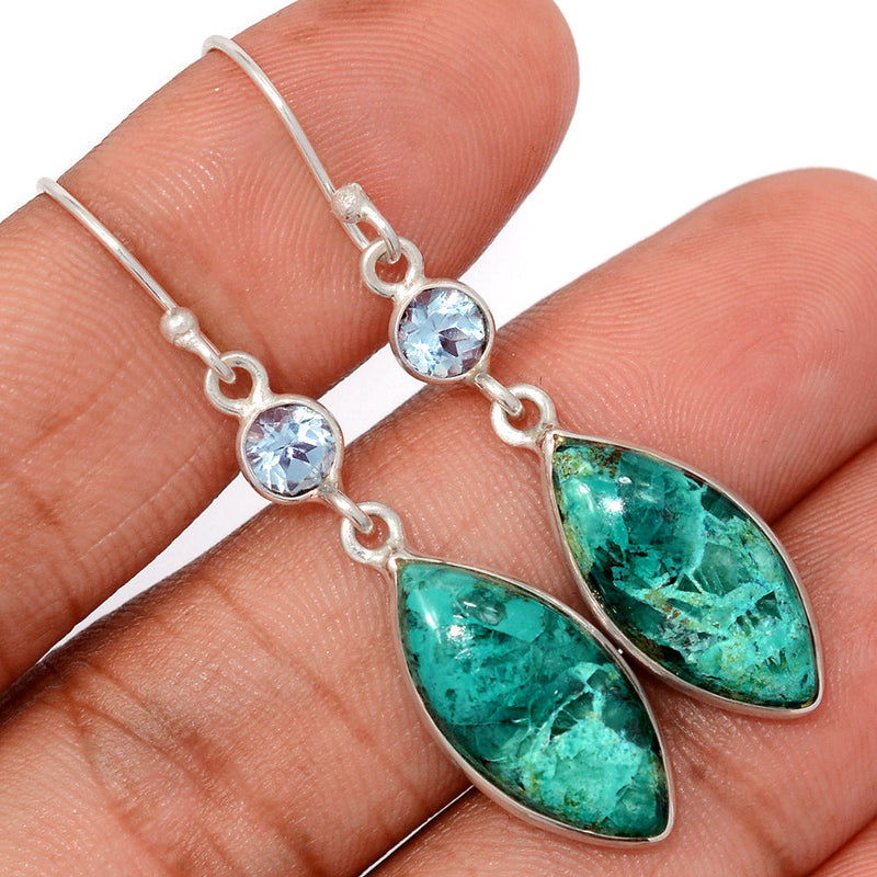 2" Quantum Quattro & Blue Topaz Earrings - QQRE319