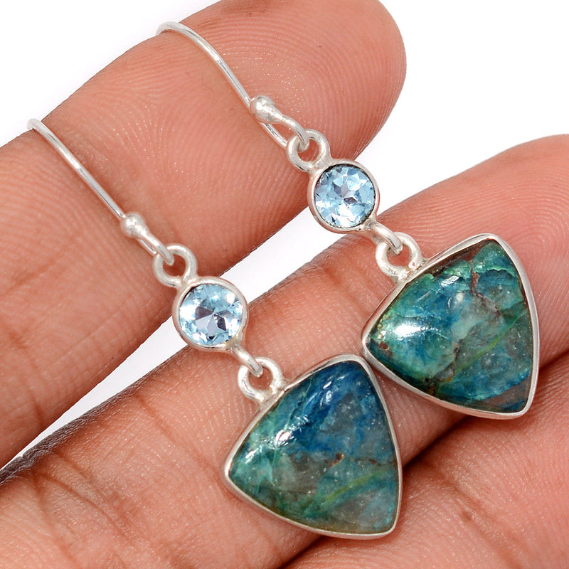 1.6" Quantum Quattro & Blue Topaz Earrings - QQRE332