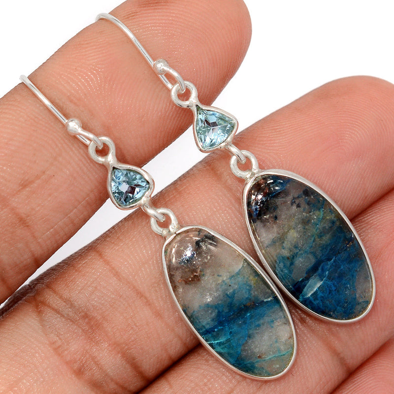 2.1" Quantum Quattro & Blue Topaz Earrings - QQRE340