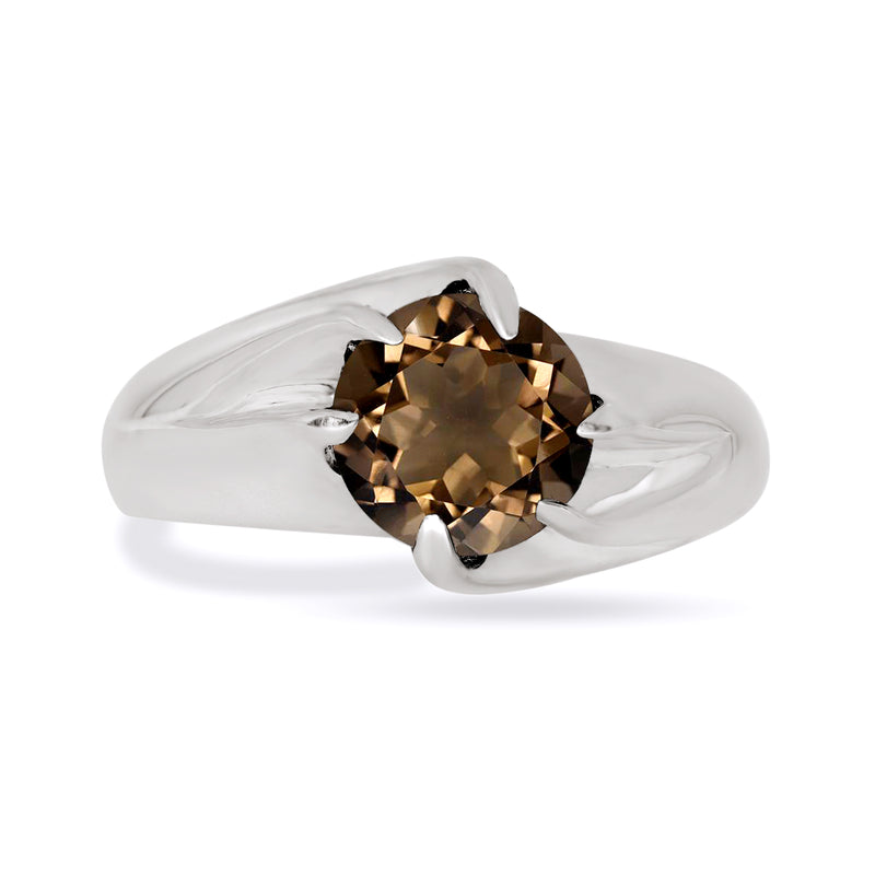 8*8 MM Round - Smokey Quartz Ring - R5082SQ