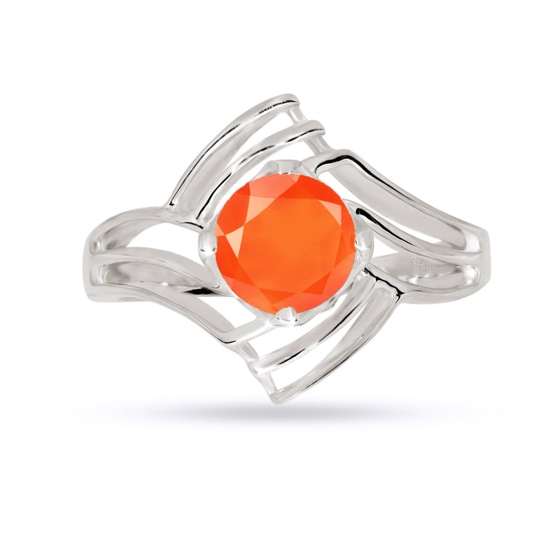 7*7 MM Round - Carnelian Faceted Ring - R5087CR