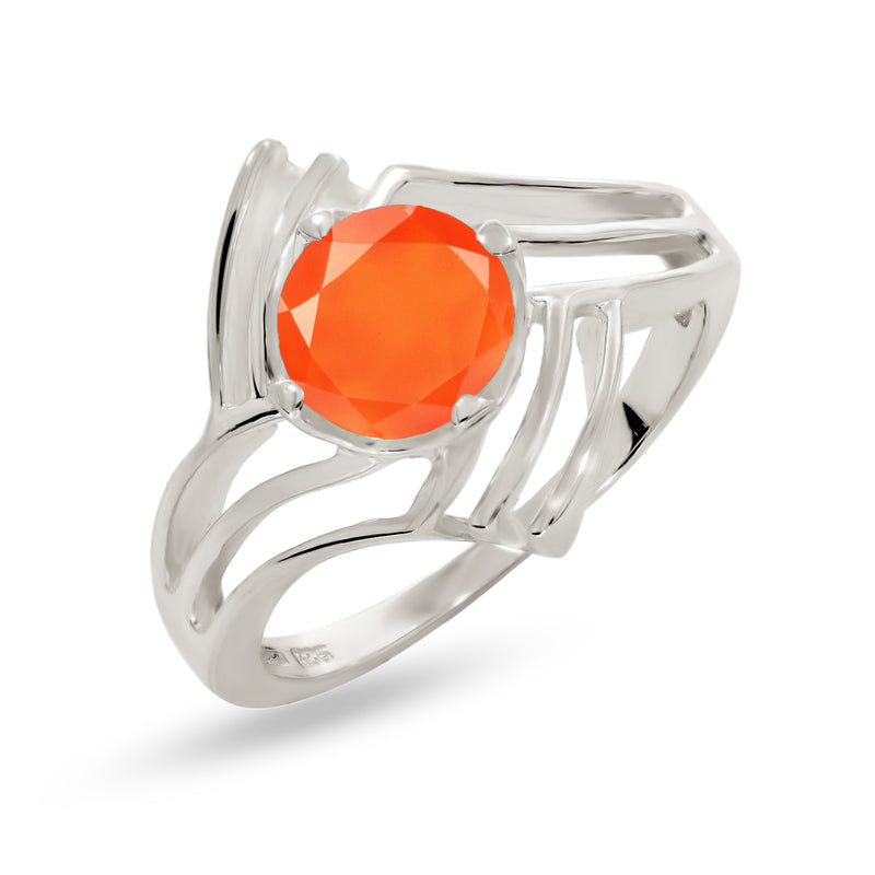7*7 MM Round - Carnelian Faceted Ring - R5087CR