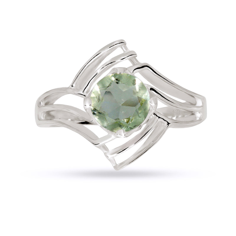 7*7 MM Round - Green Amethyst Ring - R5087GA