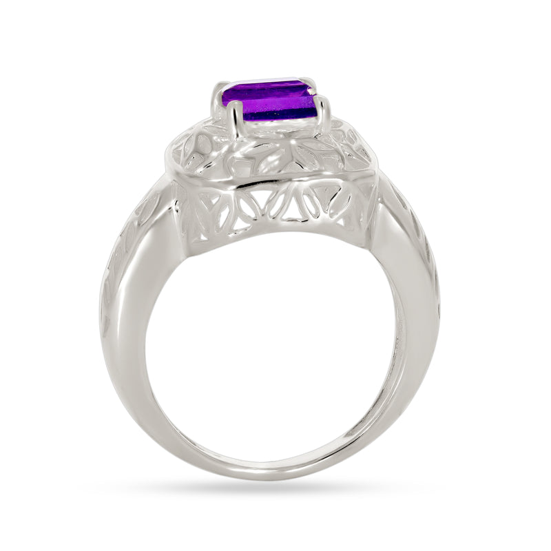 6*6 MM Square - Amethyst Faceted Ring - R5090A