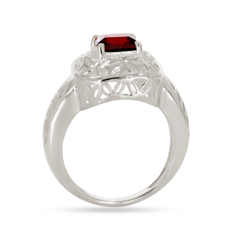 6*6 MM Square - Garnet Faceted Ring - R5090G