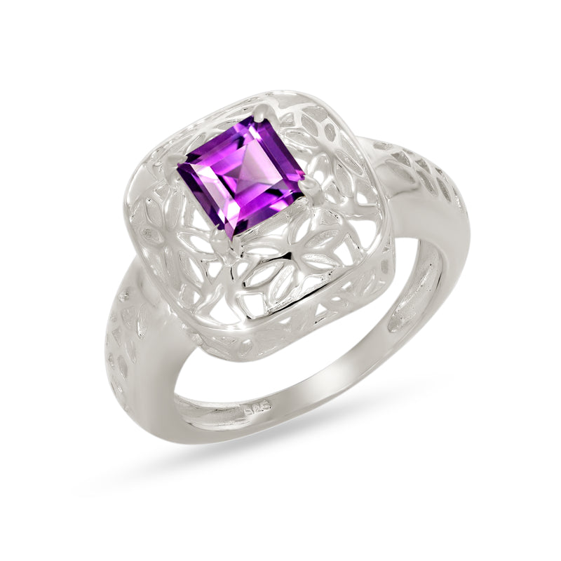 6*6 MM Square - Amethyst Faceted Ring - R5090A