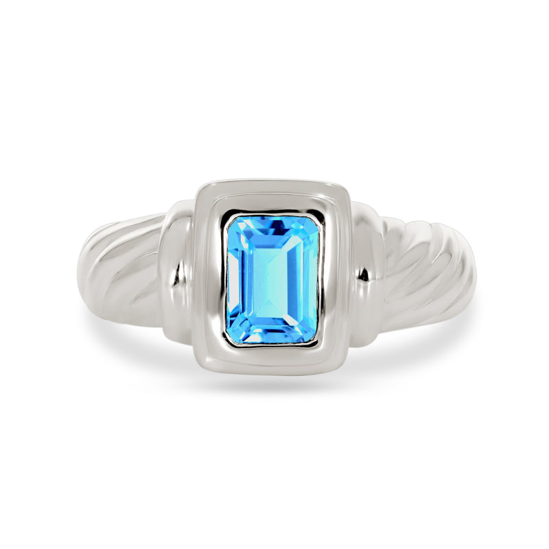 7*5 MM Octo - Blue Topaz Ring - R5093BT