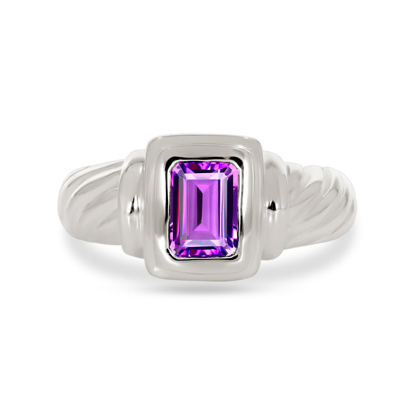 7*5 MM Octo - Amethyst Faceted Ring - R5093A