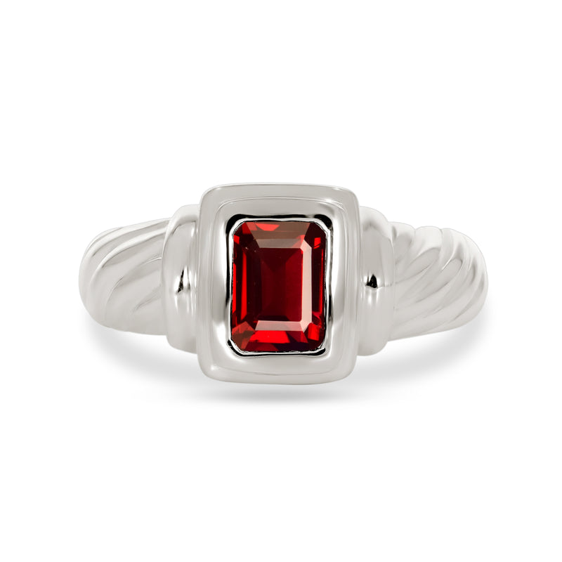 7*5 MM Octo - Garnet Faceted Ring - R5093G
