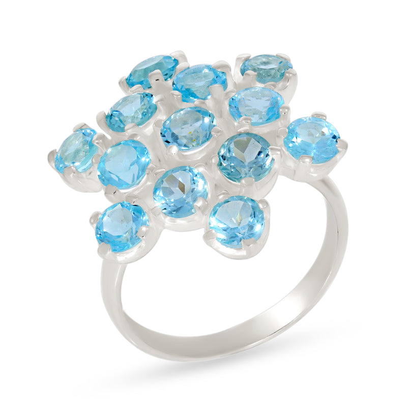 4*4 MM Round - Blue Topaz Ring - R5097BT