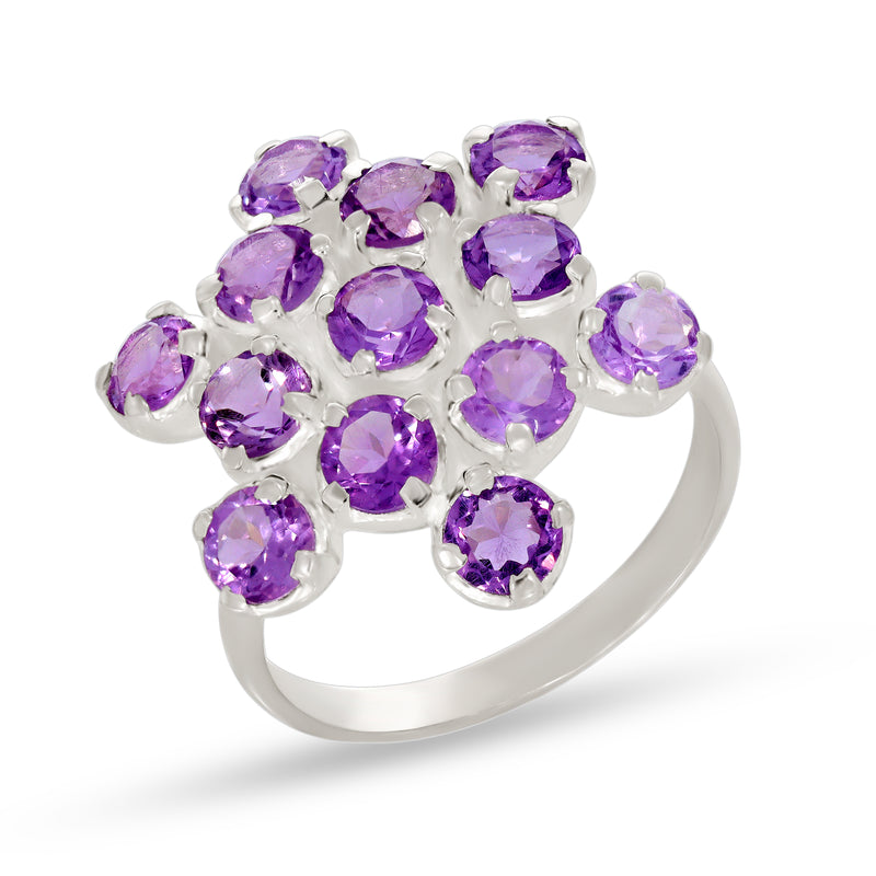 4*4 MM Round - Amethyst Faceted Ring - R5097A